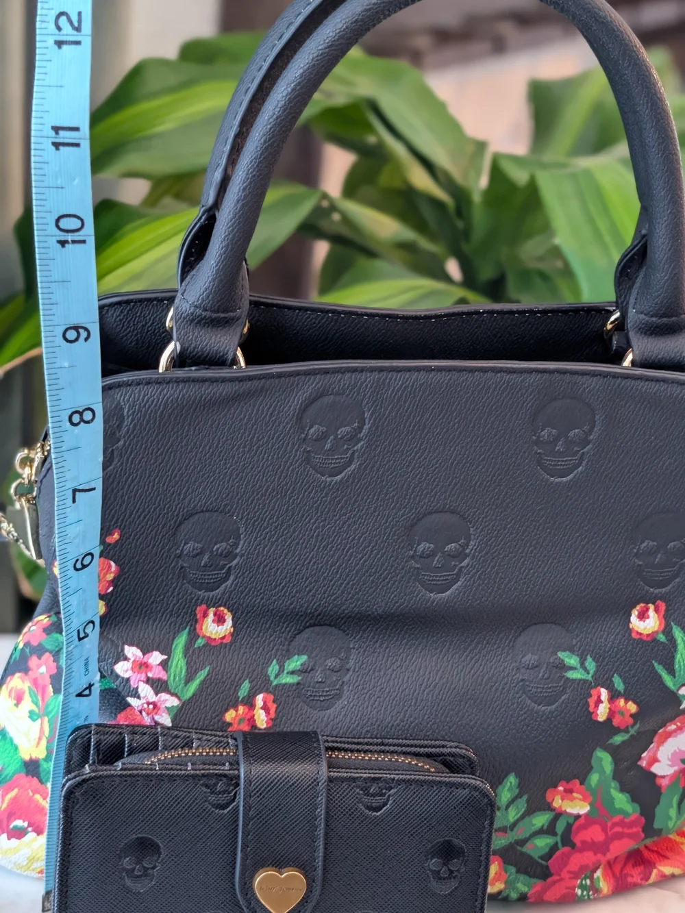 Vegan Leather Skullicious Floral Embossed Satchel - Betsey Johnson